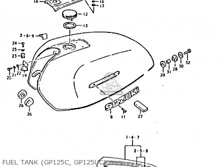 FUEL TANK (GP125C, GP125UC) - GP125 1979 (N) (E01 E02 E04 E06 E13 E17 E18 E21 E22 E24 30 35 41