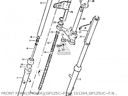 FRONT FORK(SHOWA)(GP125C~F.NO.101264,GP125UC~F.NO.101622) - GP125 1979 (N) (E01 E02 E04 E06 E13 E17 E18 E21 E22 E24 30 35 41