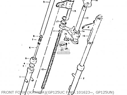 FRONT FORK (KAYABA)(GP125UC F.NO.101623~, GP125UN) - GP125 1979 (N) (E01 E02 E04 E06 E13 E17 E18 E21 E22 E24 30 35 41