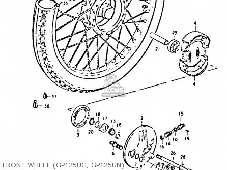 FRONT WHEEL (GP125UC, GP125UN) - GP125 1979 (N) (E01 E02 E04 E06 E13 E17 E18 E21 E22 E24 30 35 41