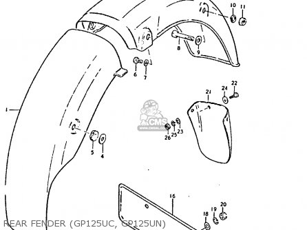 REAR FENDER (GP125UC, GP125UN) - GP125 1979 (N) (E01 E02 E04 E06 E13 E17 E18 E21 E22 E24 30 35 41