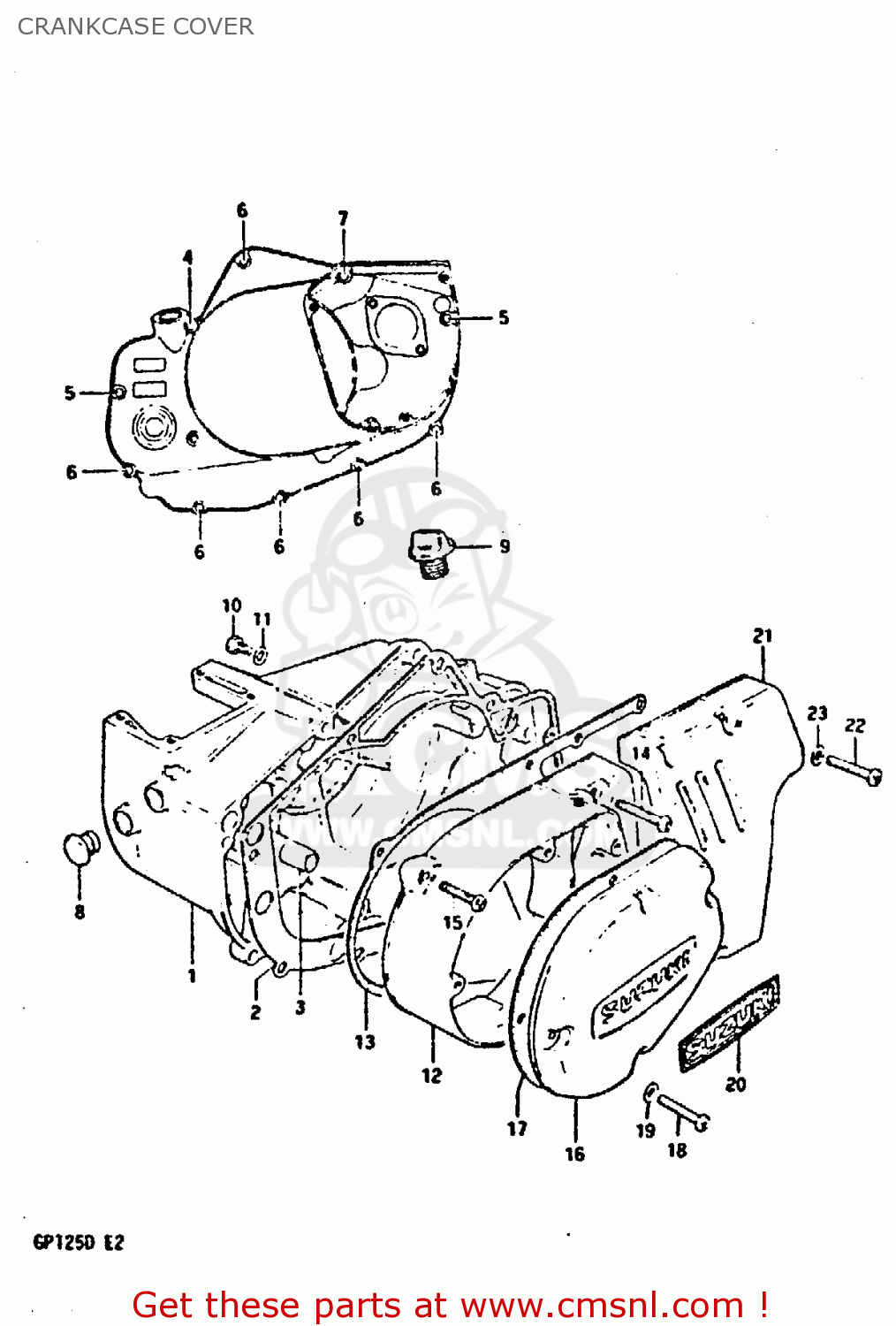 CRANKCASE COVER GP125 1981 (X) (E02 E04 E17 E18 E21 E22 E41)