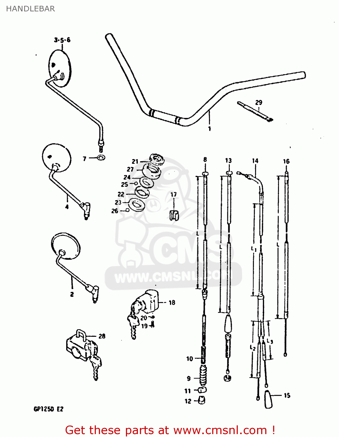 HANDLEBAR GP125 1981 (X) (E02 E04 E17 E18 E21 E22 E41)