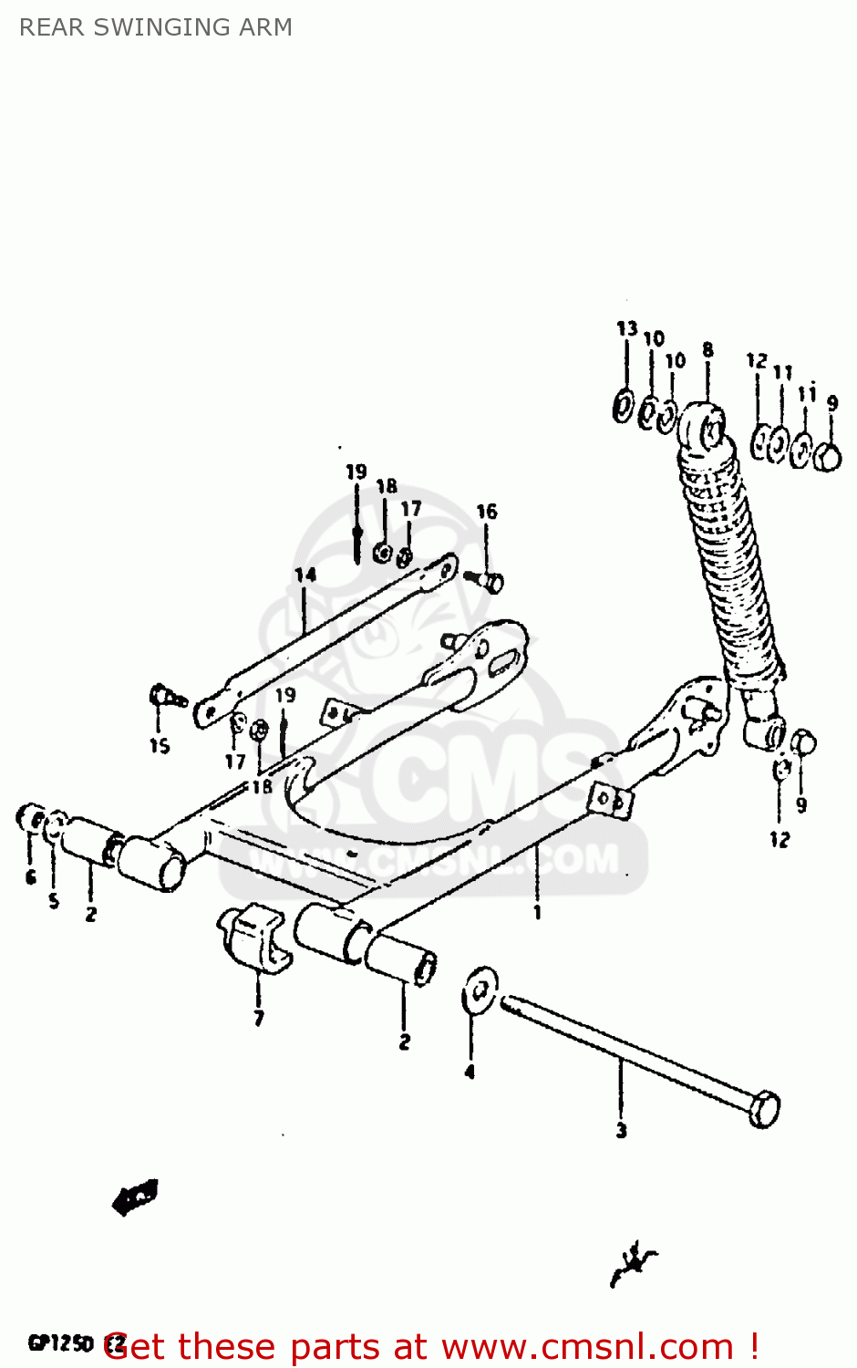 REAR SWINGING ARM GP125 1981 (X) (E02 E04 E17 E18 E21 E22 E41)
