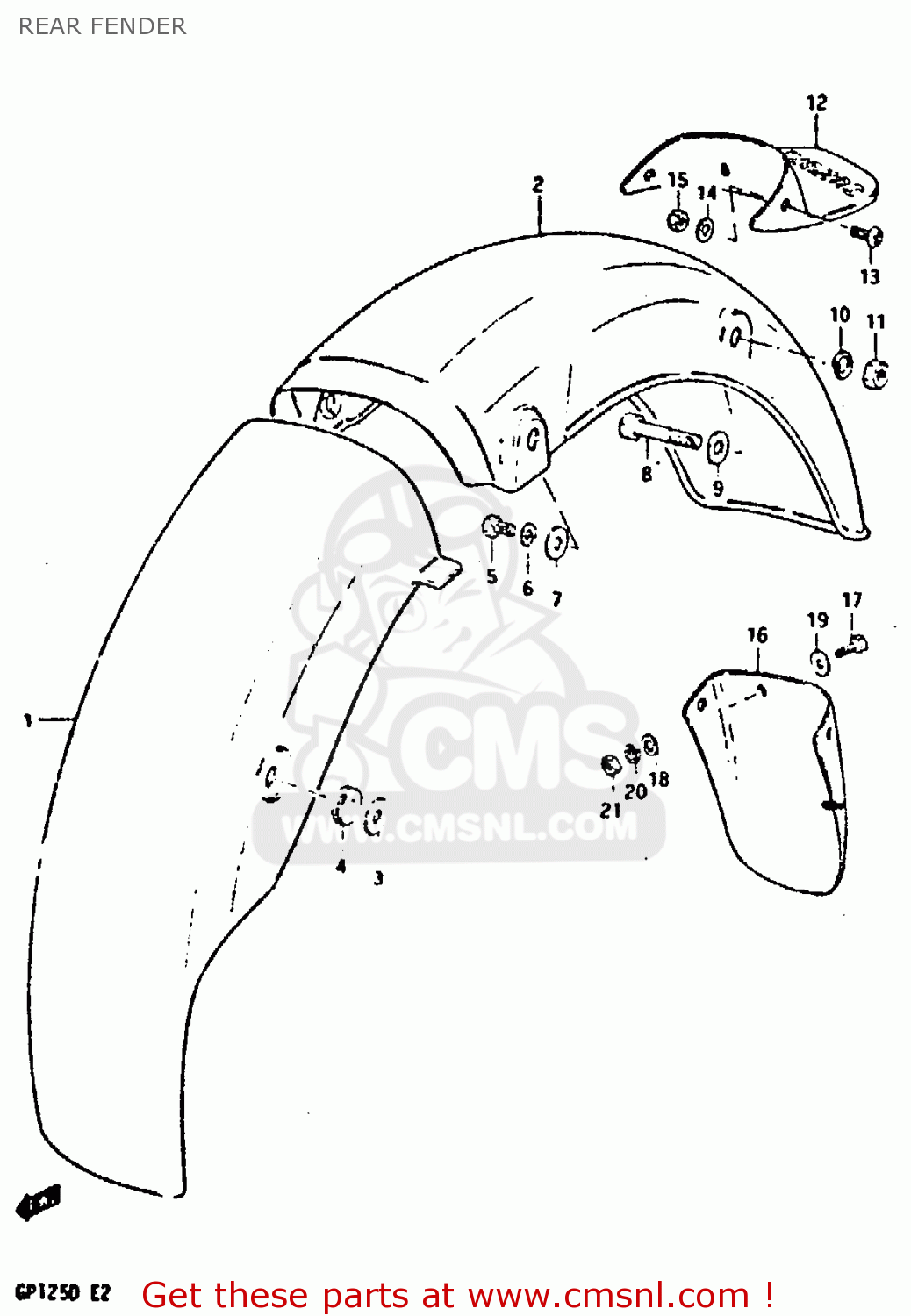 REAR FENDER GP125 1981 (X) (E02 E04 E17 E18 E21 E22 E41)