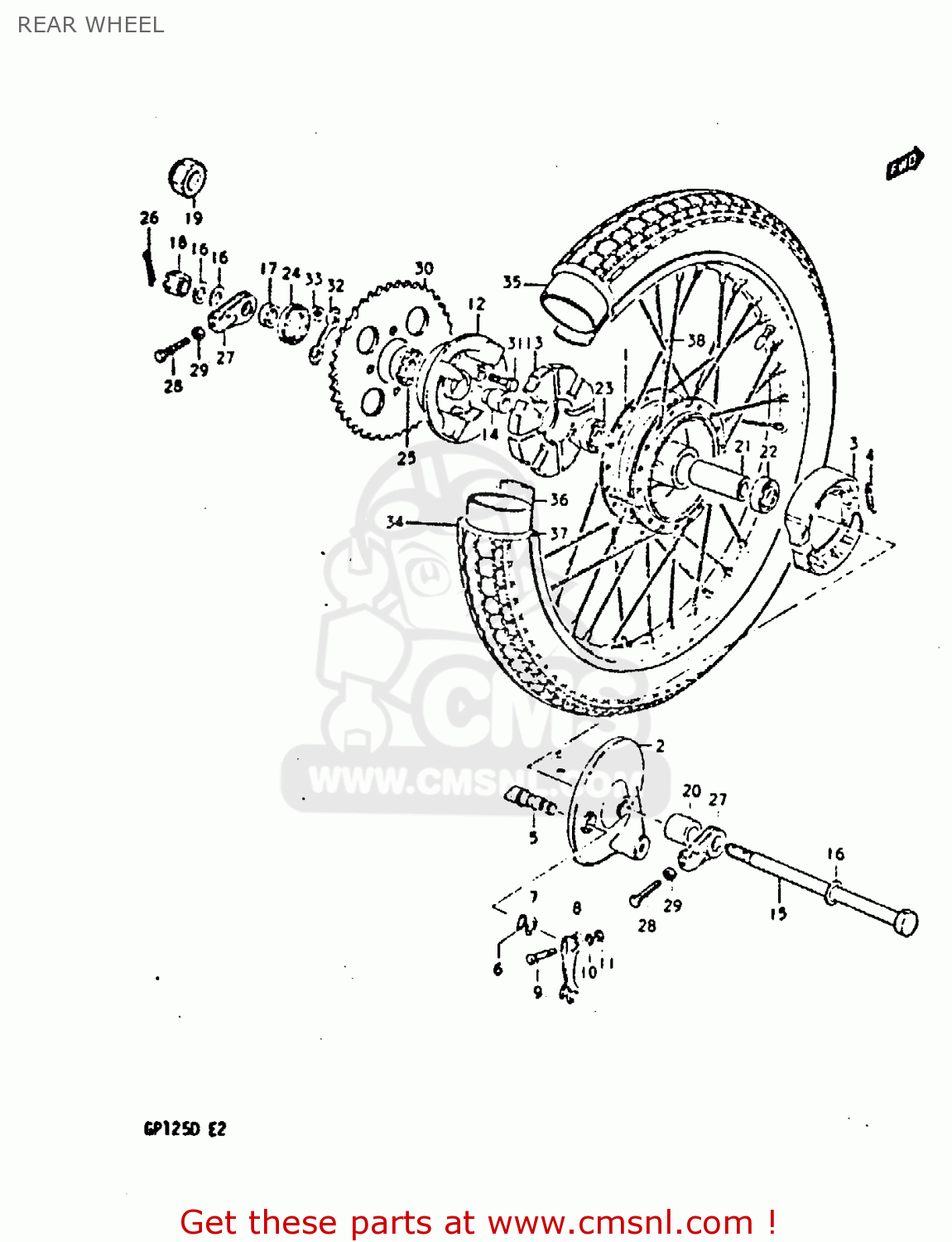 REAR WHEEL GP125 1981 (X) (E02 E04 E17 E18 E21 E22 E41)