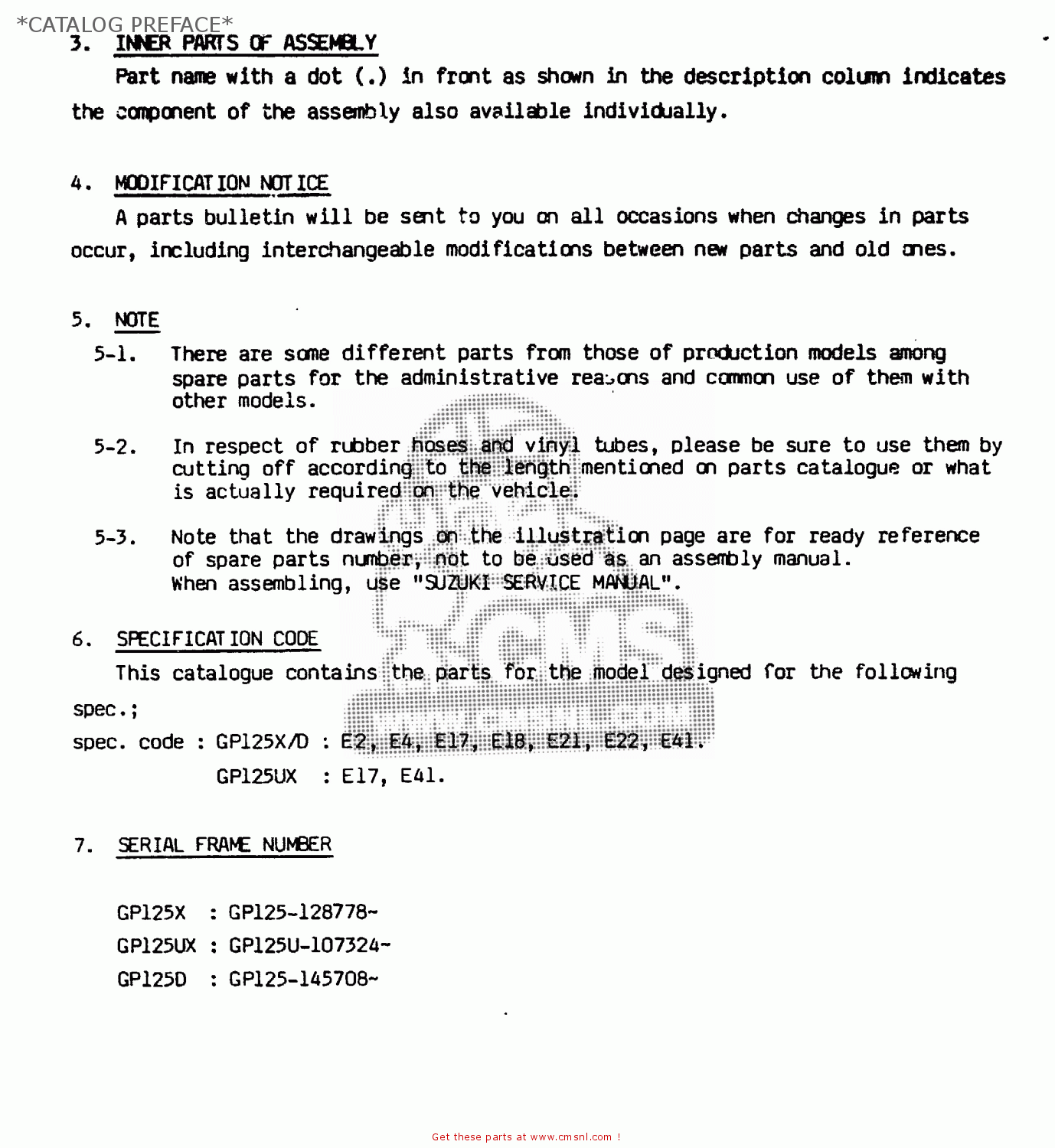 *CATALOG PREFACE* GP125 1981 (X) (E02 E04 E17 E18 E21 E22 E41)