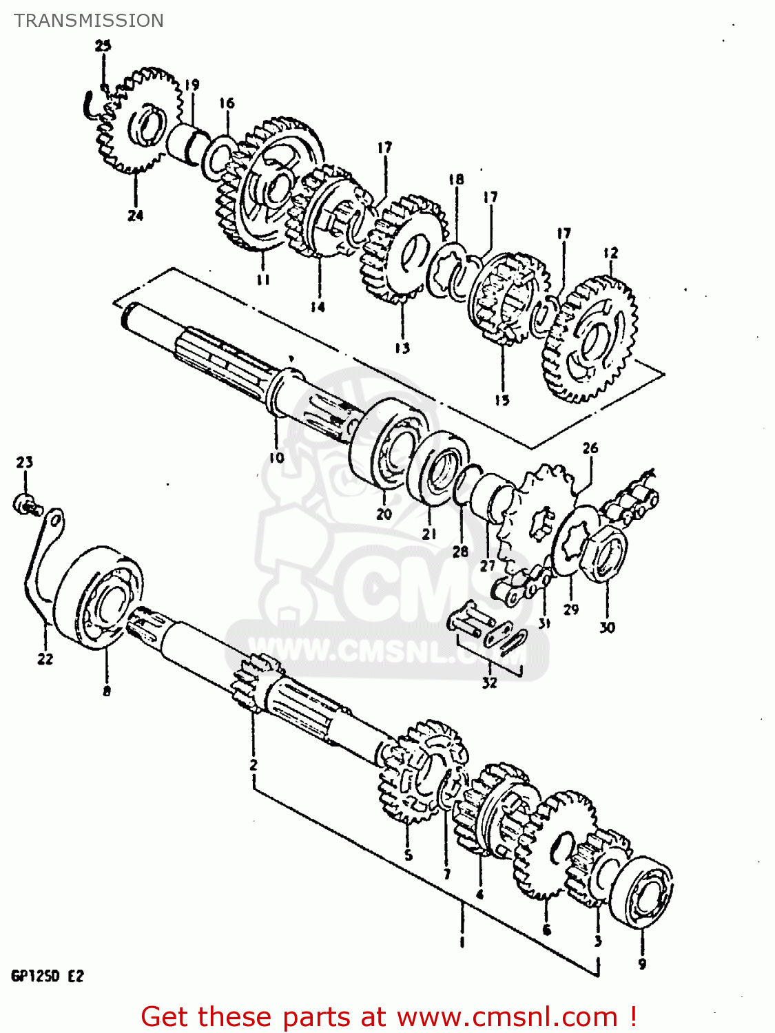 TRANSMISSION GP125 1983 (D) (E02 E04 E17 E18 E21 E22 E41)