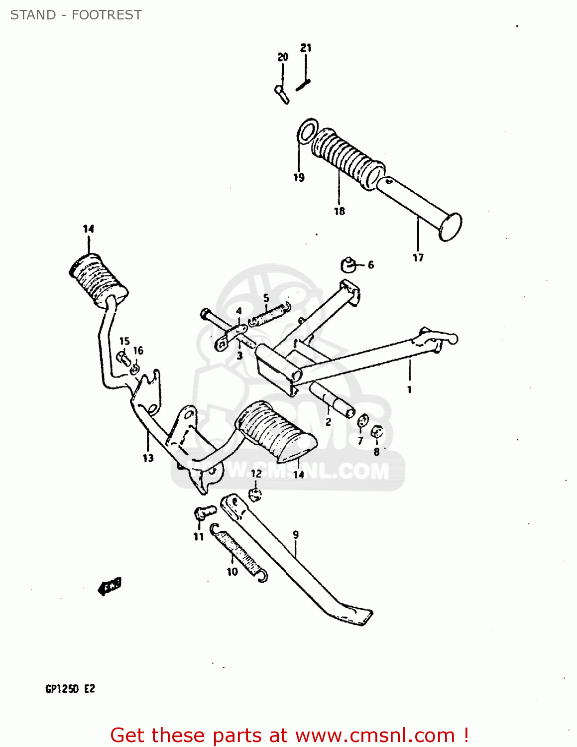 STAND - FOOTREST GP125 1983 (D) (E02 E04 E17 E18 E21 E22 E41)