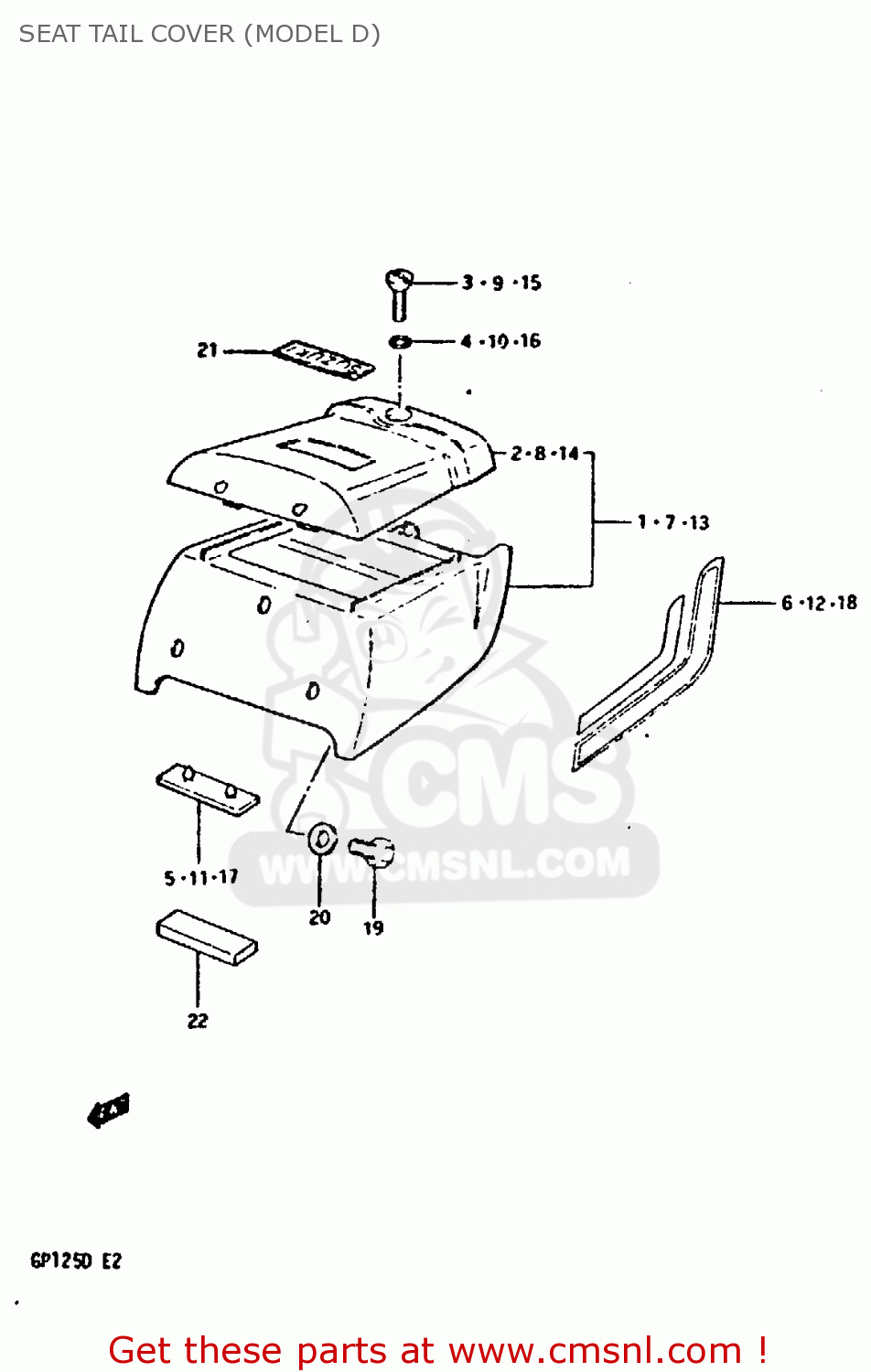 SEAT TAIL COVER (MODEL D) GP125 1983 (D) (E02 E04 E17 E18 E21 E22 E41)