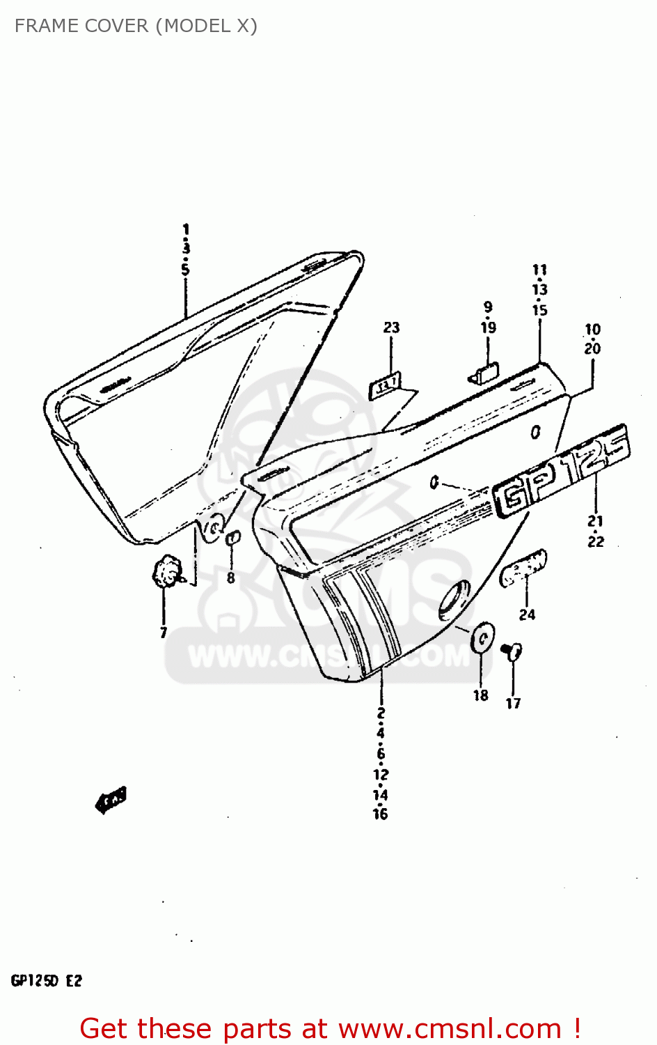 FRAME COVER (MODEL X) GP125 1983 (D) (E02 E04 E17 E18 E21 E22 E41)