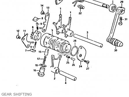 GEAR SHIFTING - GP125 1983 (D) (E02 E04 E17 E18 E21 E22 E41)