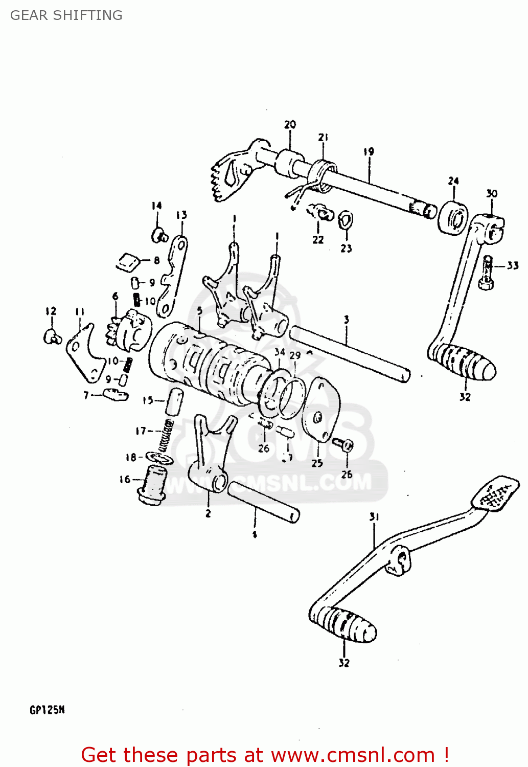 GEAR SHIFTING GP125U 1978 (C) (E01 E02 E04 E06 E13 E14 E17 E18 E21 E22 E24 E32