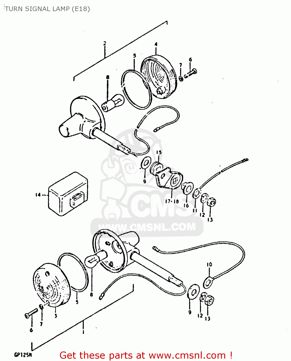 TURN SIGNAL LAMP (E18) GP125U 1978 (C) (E01 E02 E04 E06 E13 E14 E17 E18 E21 E22 E24 E32