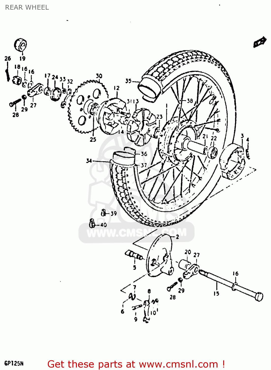 REAR WHEEL GP125U 1978 (C) (E01 E02 E04 E06 E13 E14 E17 E18 E21 E22 E24 E32