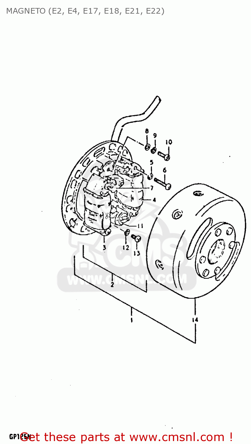 MAGNETO (E2, E4, E17, E18, E21, E22) GP125U 1979 (N) (01 02 04 06 10 13 14 17 18 21 22 24 32 35 41 42