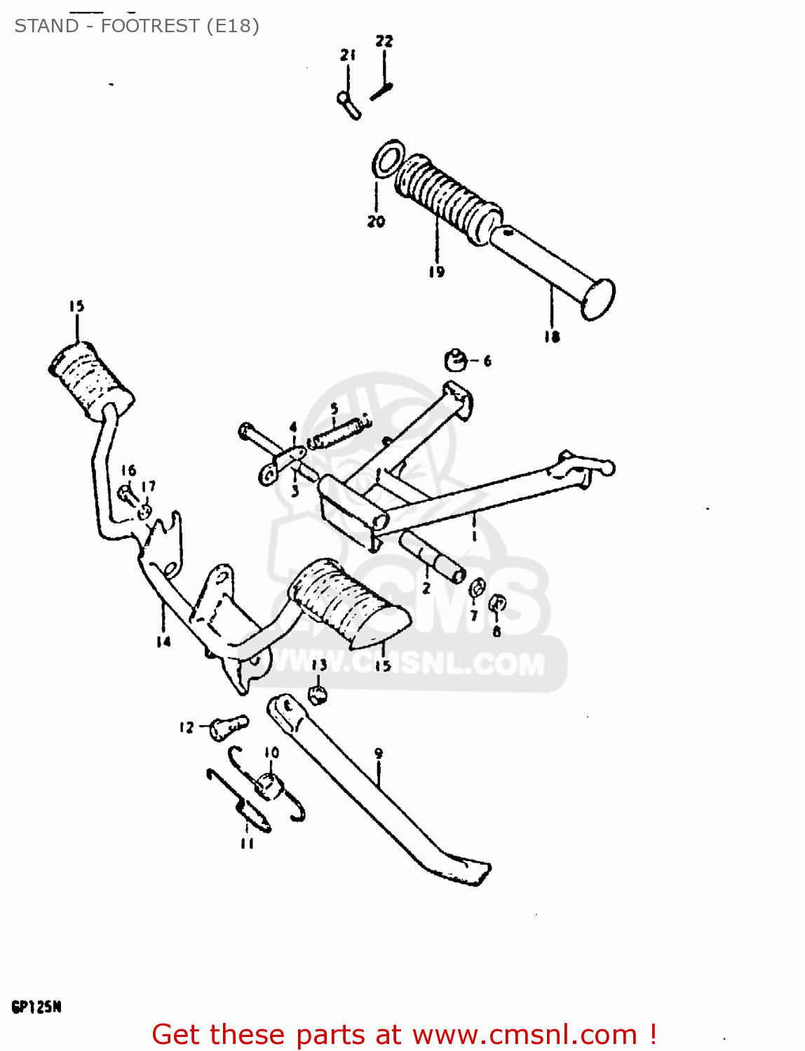 STAND - FOOTREST (E18) GP125U 1979 (N) (01 02 04 06 10 13 14 17 18 21 22 24 32 35 41 42