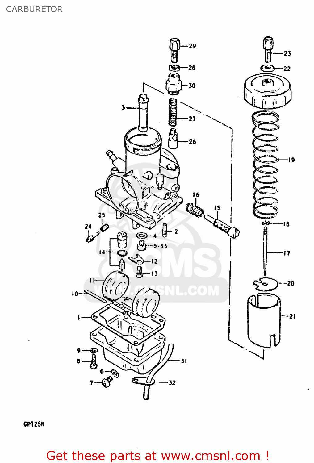 CARBURETOR GP125U 1979 (N) (01 02 04 06 10 13 14 17 18 21 22 24 32 35 41 42