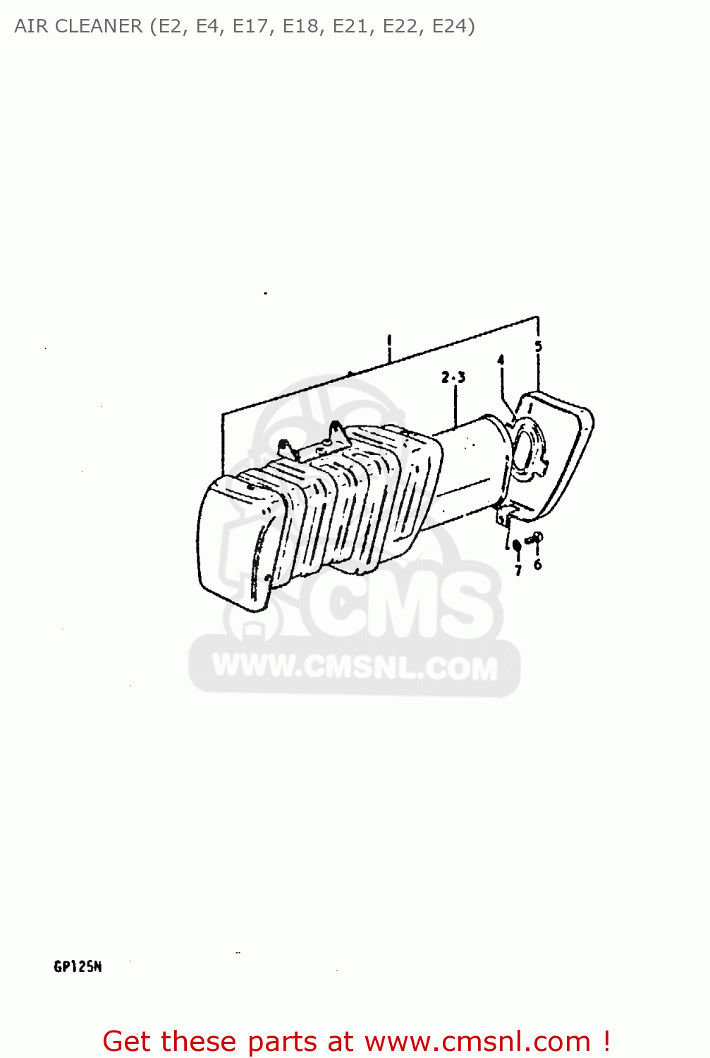 AIR CLEANER (E2, E4, E17, E18, E21, E22, E24) GP125U 1979 (N) (01 02 04 06 10 13 14 17 18 21 22 24 32 35 41 42