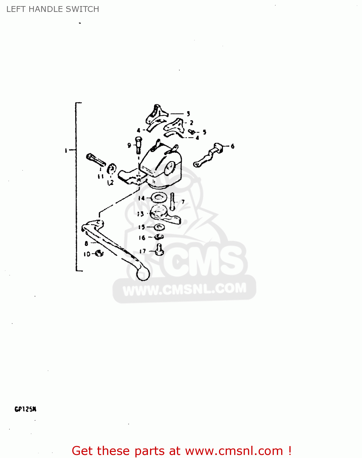 LEFT HANDLE SWITCH GP125U 1979 (N) (01 02 04 06 10 13 14 17 18 21 22 24 32 35 41 42