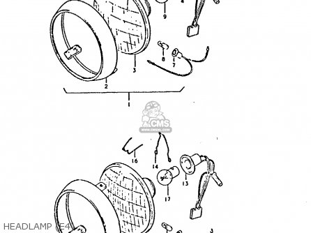 HEADLAMP (E4) - GP125U 1979 (N) (01 02 04 06 10 13 14 17 18 21 22 24 32 35 41 42
