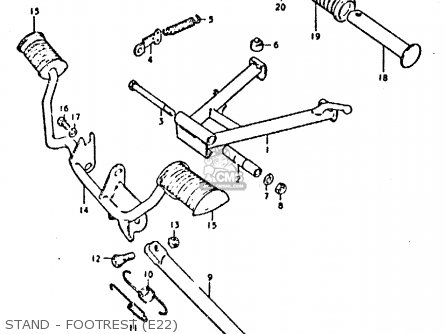 STAND - FOOTREST (E22) - GP125U 1979 (N) (01 02 04 06 10 13 14 17 18 21 22 24 32 35 41 42