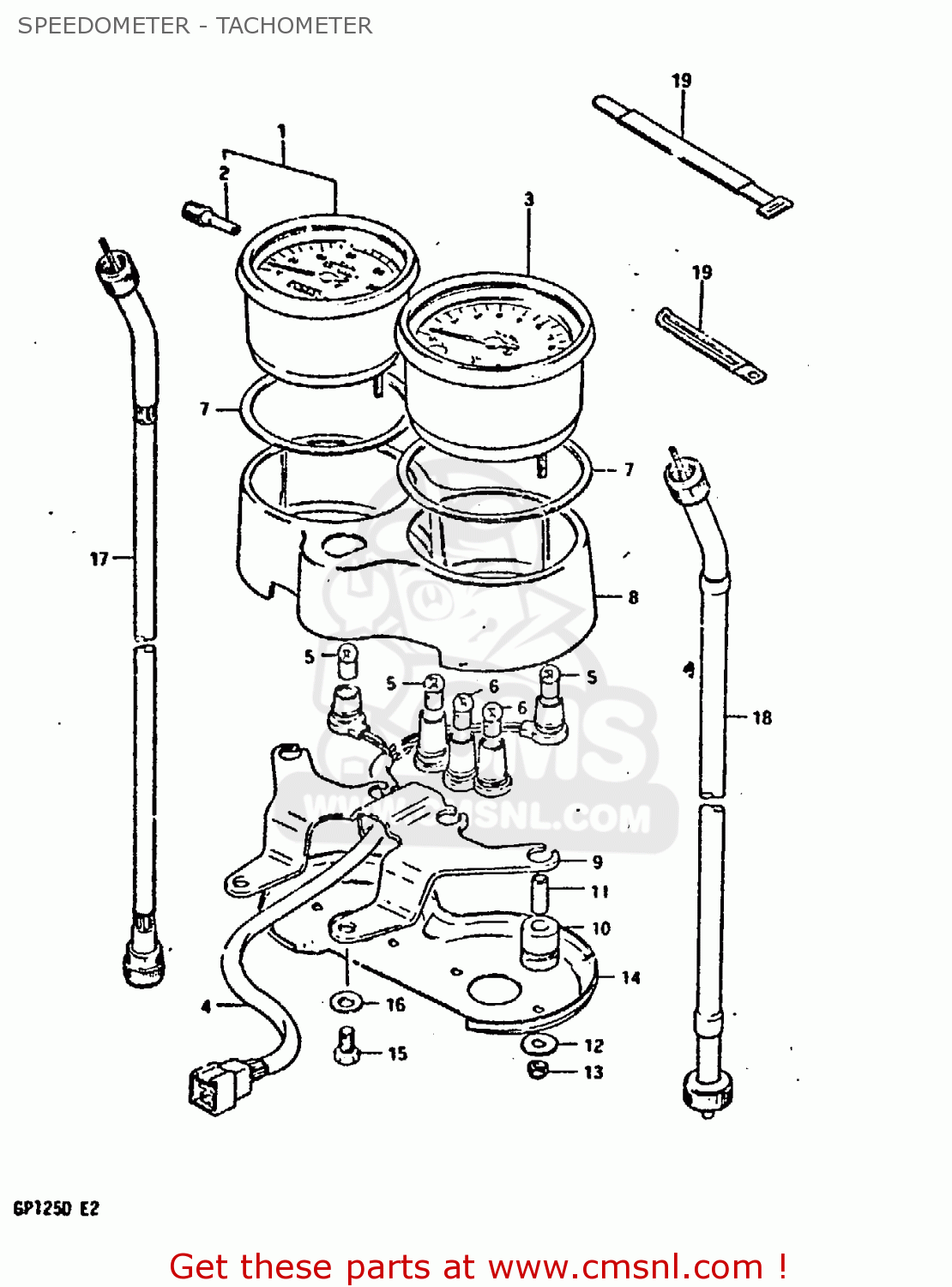 SPEEDOMETER - TACHOMETER GP125U 1981 (X) SWEDEN GREECE (E17 E41)