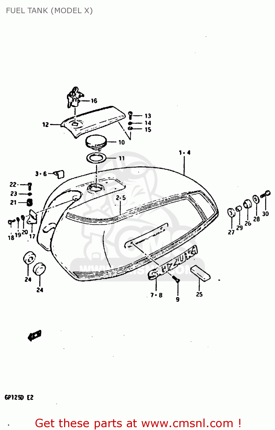 FUEL TANK (MODEL X) GP125U 1981 (X) SWEDEN GREECE (E17 E41)