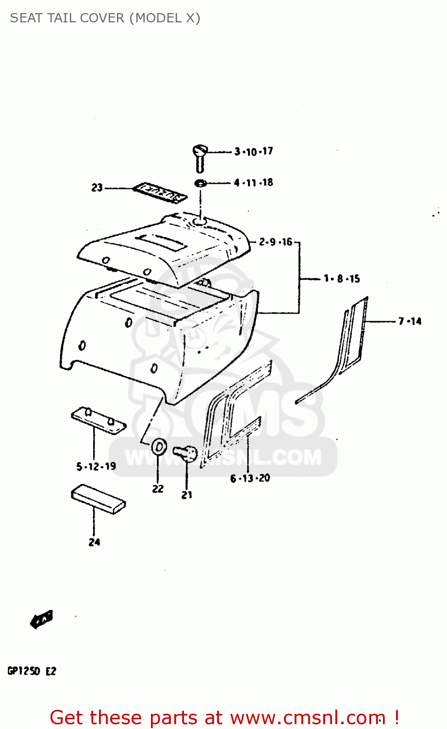 SEAT TAIL COVER (MODEL X) GP125U 1981 (X) SWEDEN GREECE (E17 E41)