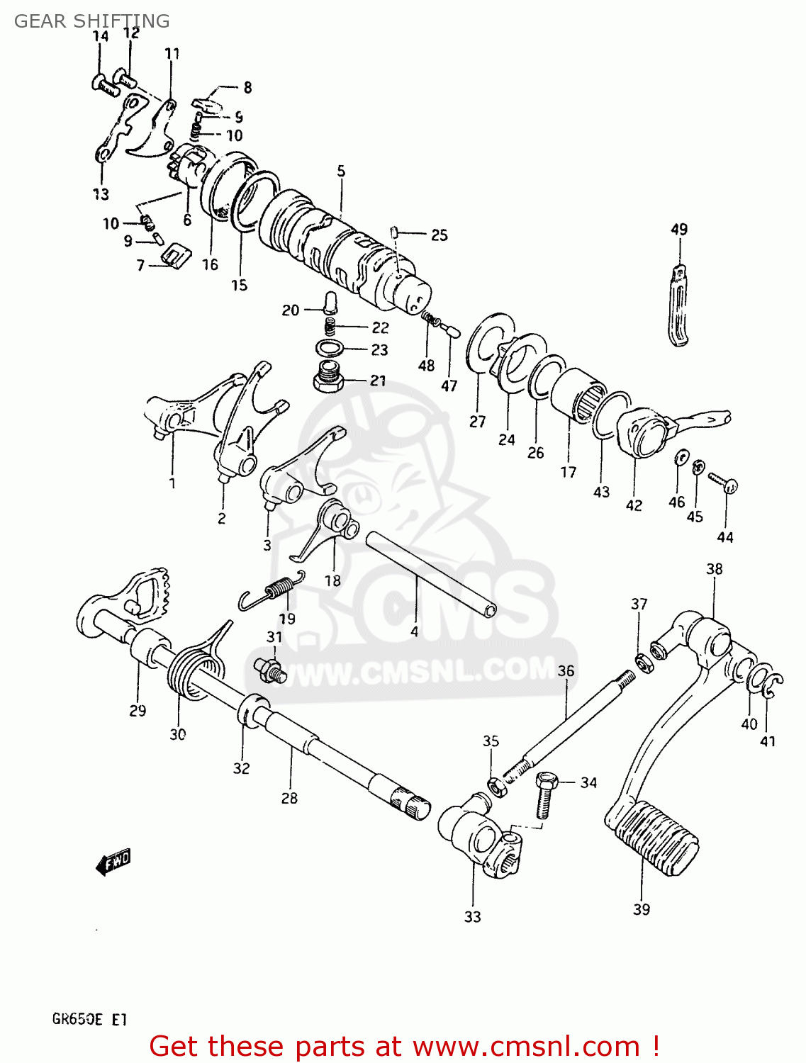 GEAR SHIFTING GR650 1983 (D) (E01 E02 E04 06 15 16 17 18 21 22 24 25 26 34 39)