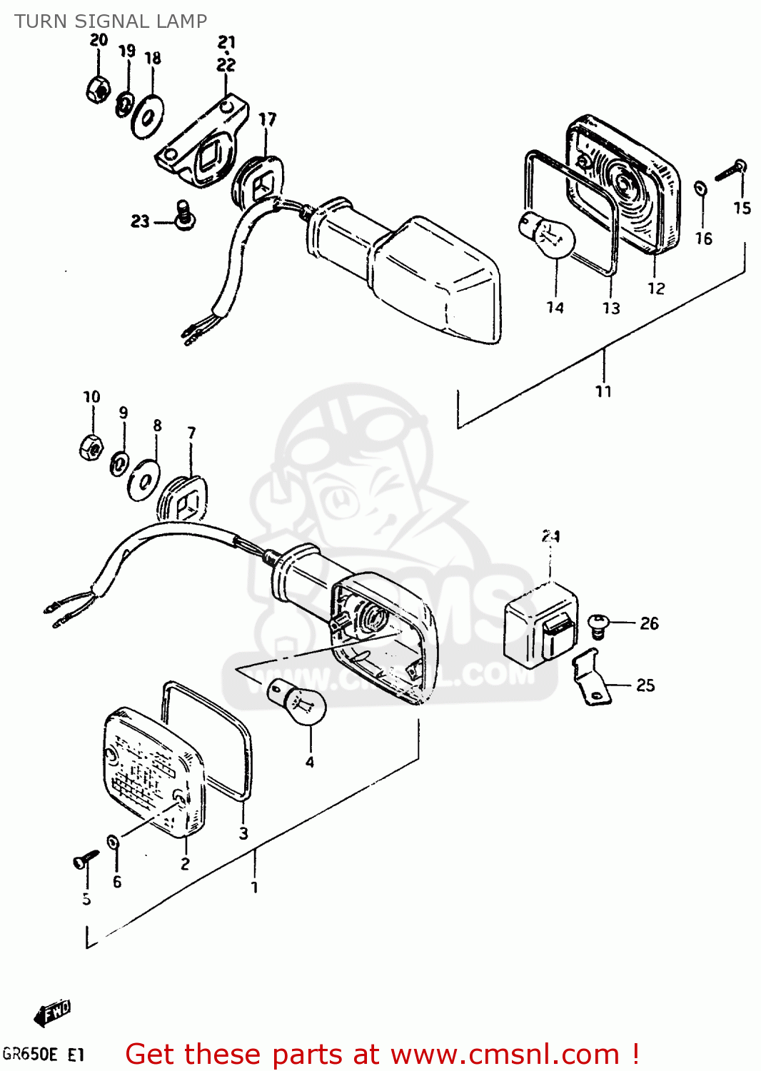 TURN SIGNAL LAMP GR650 1983 (D) (E01 E02 E04 06 15 16 17 18 21 22 24 25 26 34 39)