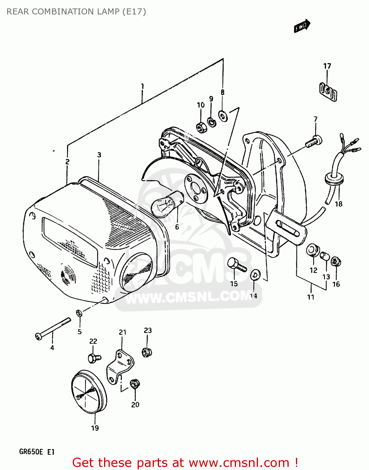 REAR COMBINATION LAMP (E17) GR650 1983 (D) (E01 E02 E04 06 15 16 17 18 21 22 24 25 26 34 39)