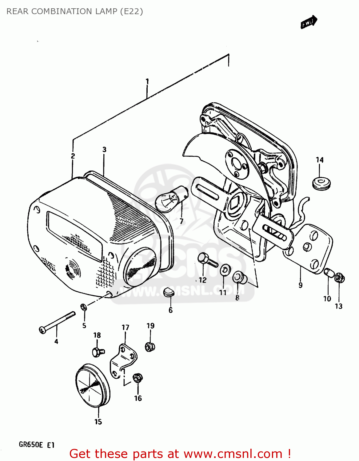 REAR COMBINATION LAMP (E22) GR650 1983 (D) (E01 E02 E04 06 15 16 17 18 21 22 24 25 26 34 39)