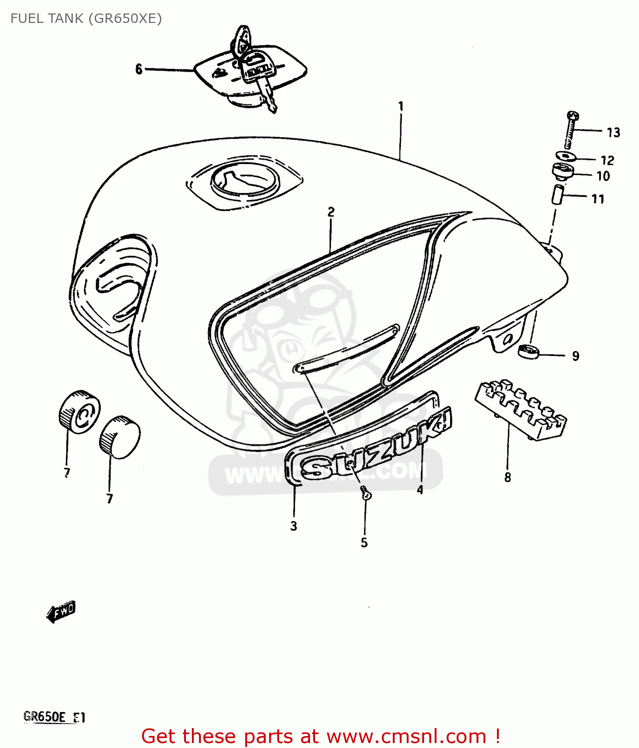 FUEL TANK (GR650XE) GR650 1983 (D) (E01 E02 E04 06 15 16 17 18 21 22 24 25 26 34 39)