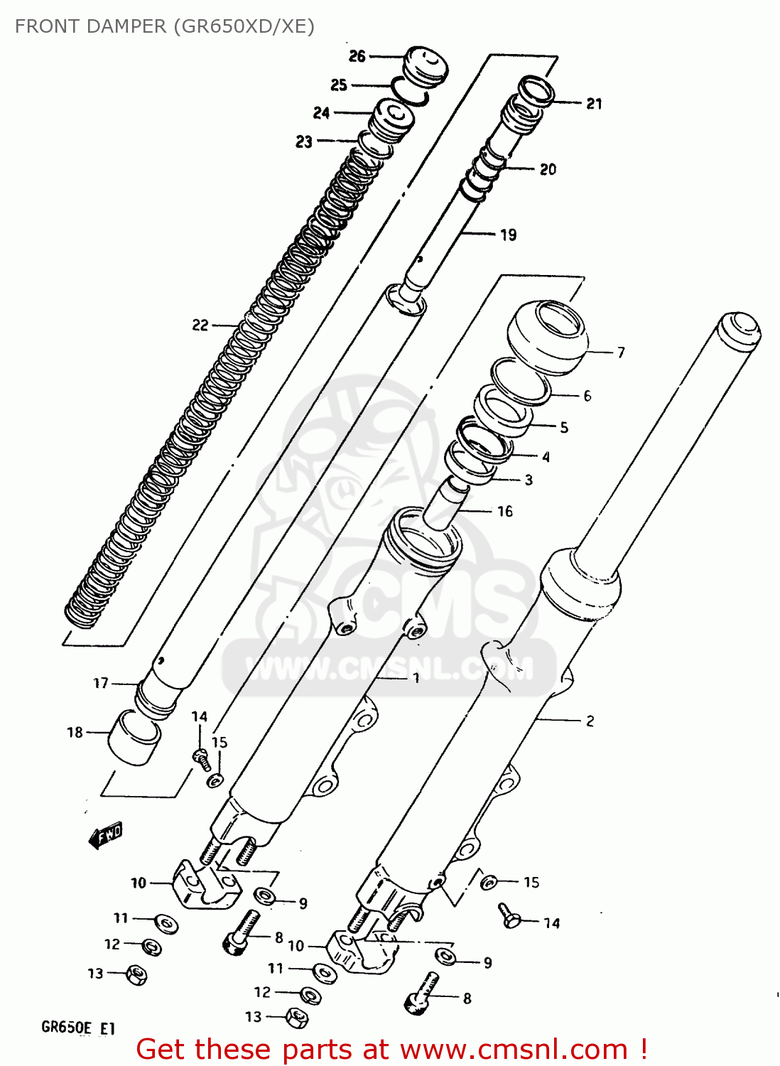 FRONT DAMPER (GR650XD/XE) GR650 1983 (D) (E01 E02 E04 06 15 16 17 18 21 22 24 25 26 34 39)