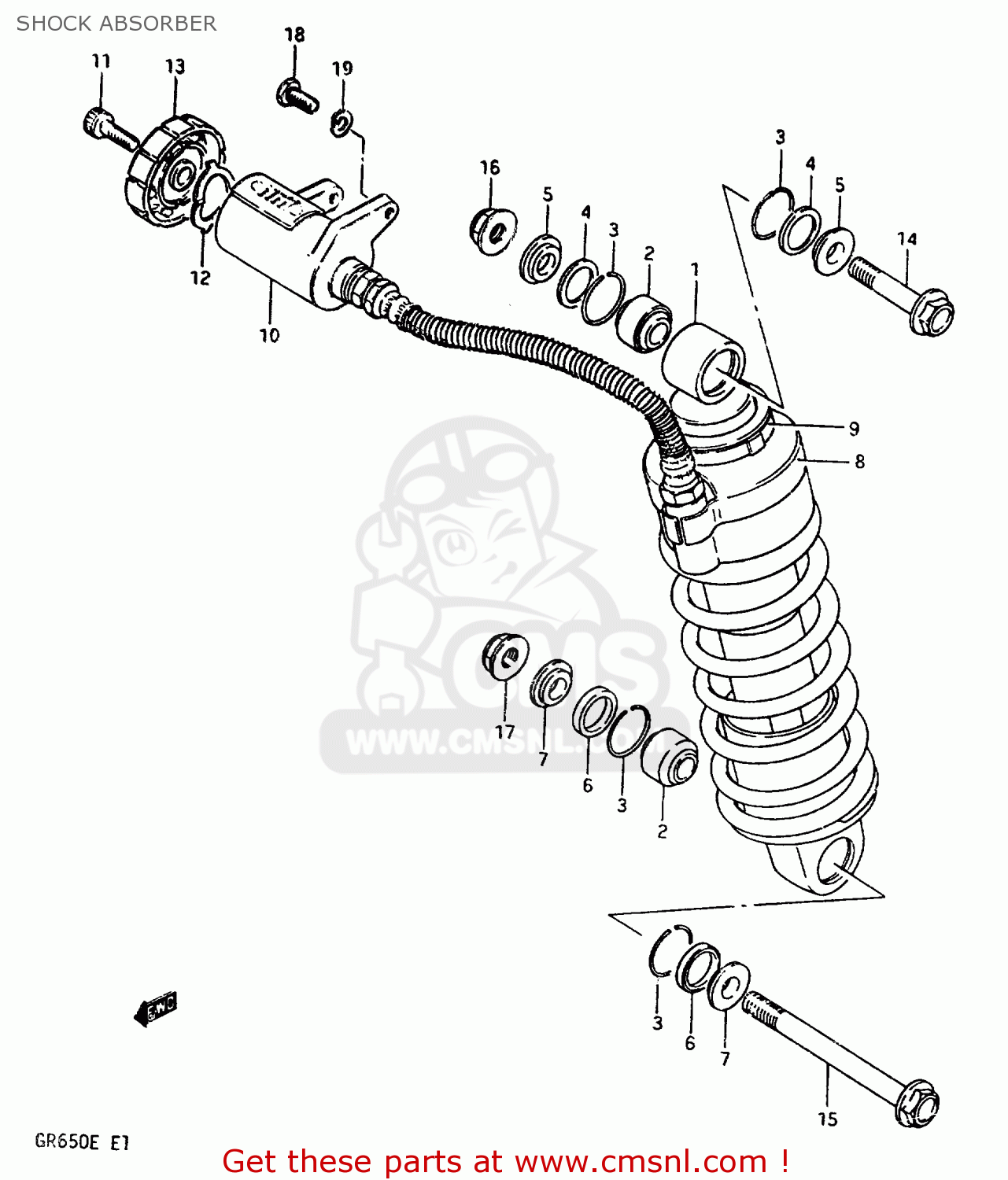 SHOCK ABSORBER GR650 1983 (D) (E01 E02 E04 06 15 16 17 18 21 22 24 25 26 34 39)