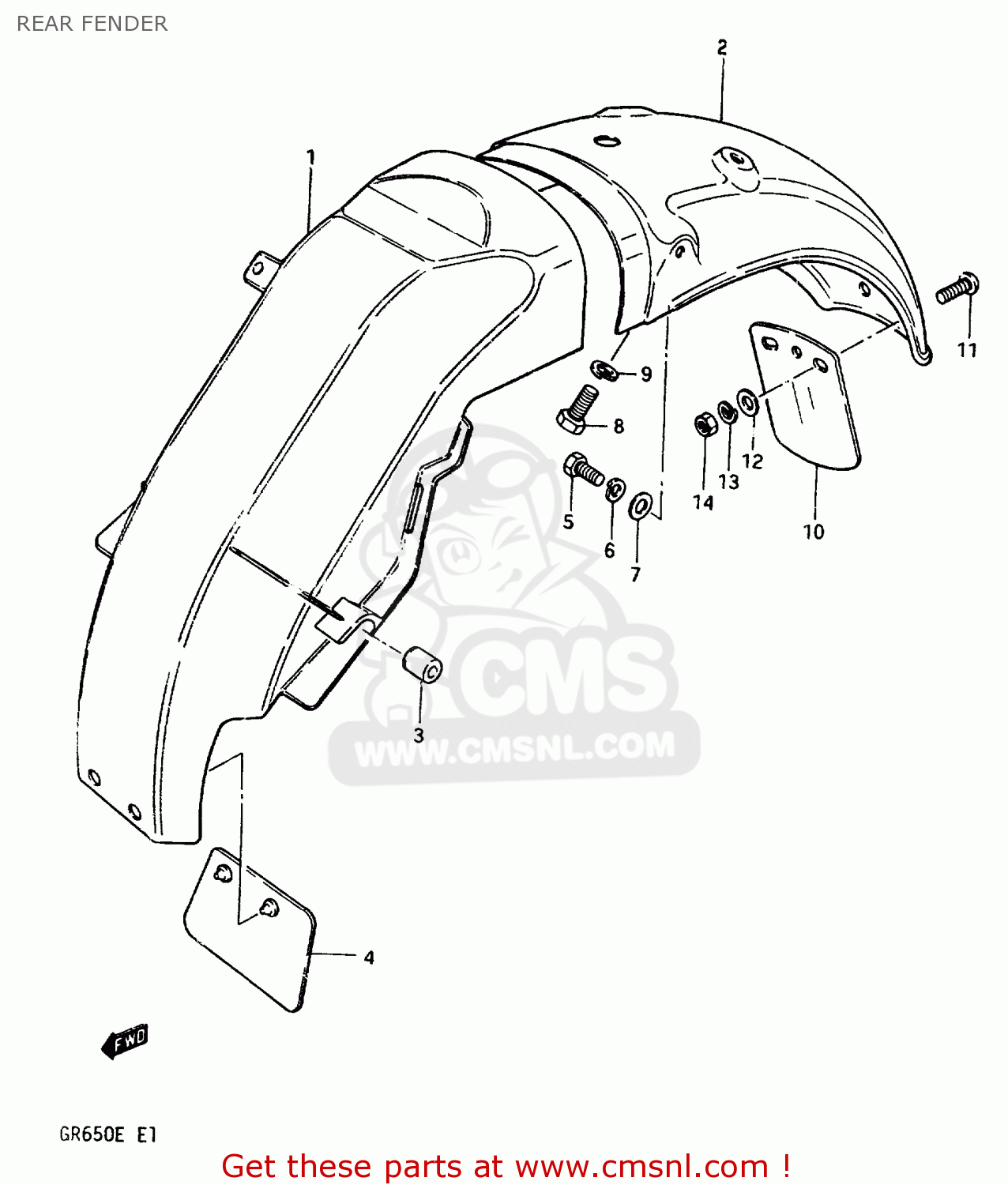 REAR FENDER GR650 1983 (D) (E01 E02 E04 06 15 16 17 18 21 22 24 25 26 34 39)