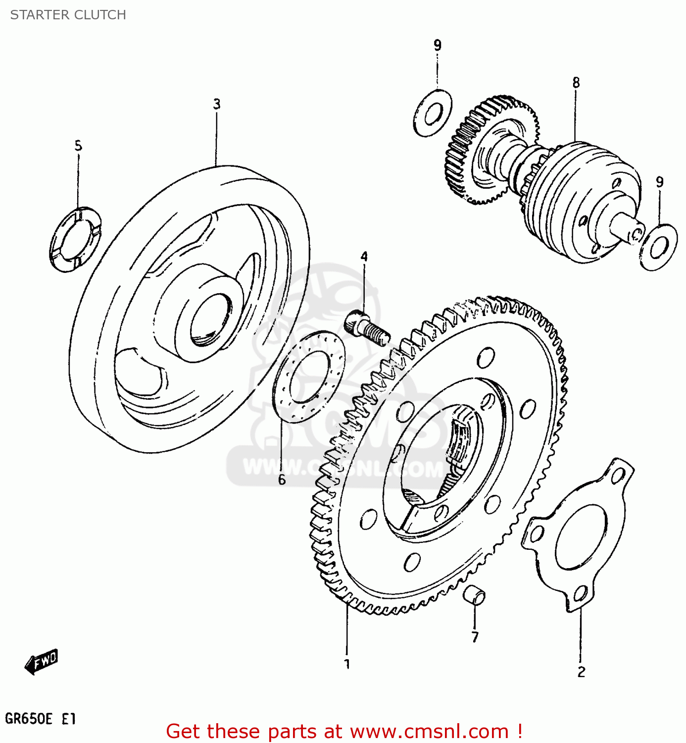 STARTER CLUTCH GR650 1983 (D) (E01 E02 E04 06 15 16 17 18 21 22 24 25 26 34 39)