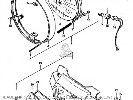 HEADLAMP (E15,E16,E17,E18,E21,E22,E25,E26,E34,E39) - GR650 1983 (D) (E01 E02 E04 06 15 16 17 18 21 22 24 25 26 34 39)
