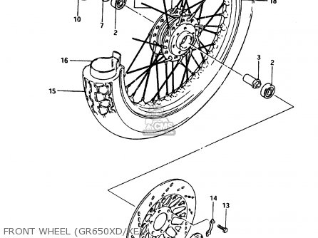 FRONT WHEEL (GR650XD/XE) - GR650 1983 (D) (E01 E02 E04 06 15 16 17 18 21 22 24 25 26 34 39)