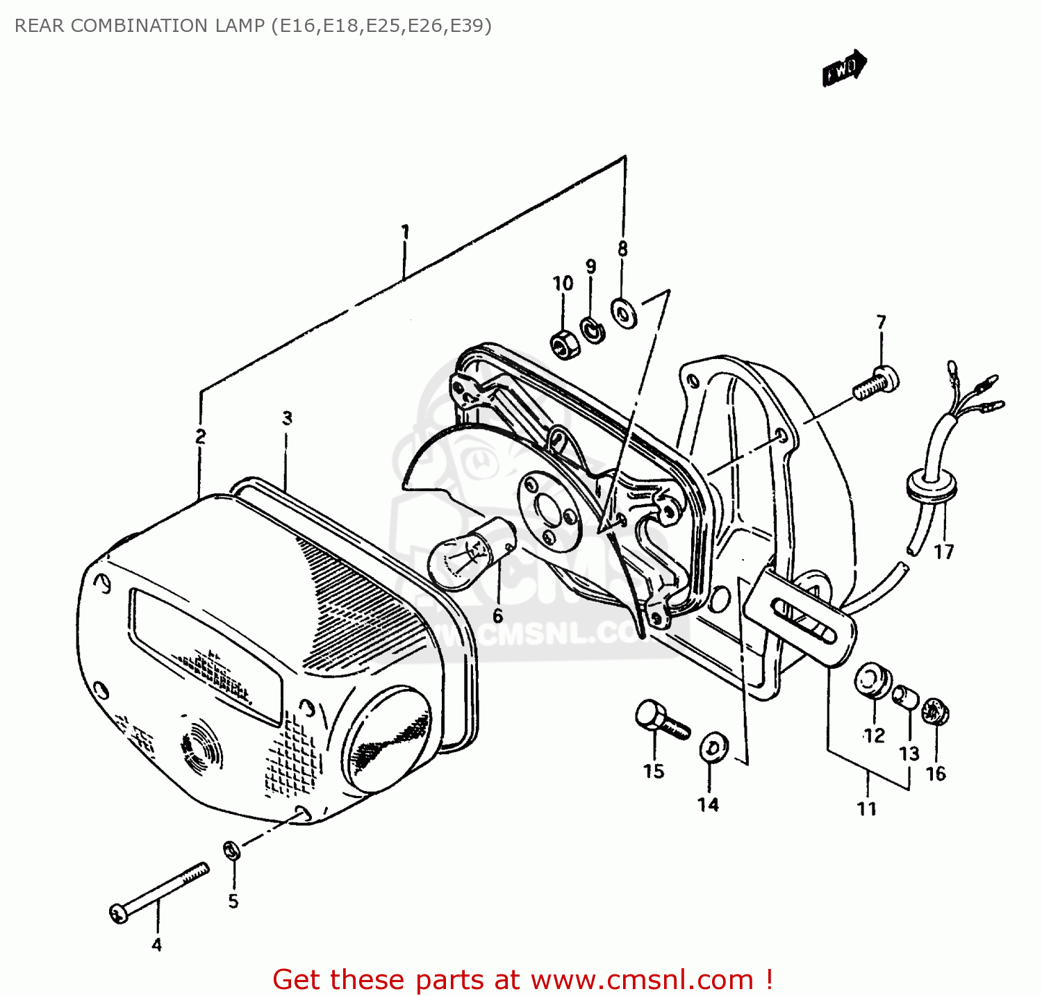 REAR COMBINATION LAMP (E16,E18,E25,E26,E39) GR650 1984 (E) (E01 E04 E15 E16 E17 E21 E22 E24 E26 E34 E39)