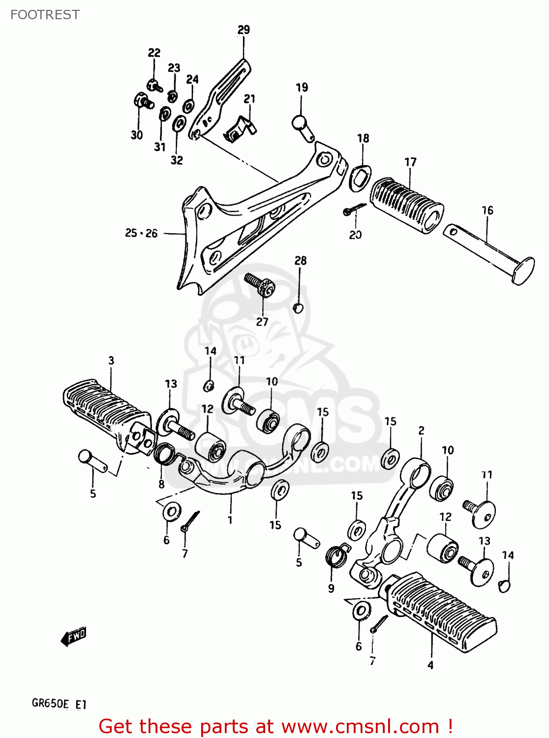 FOOTREST GR650 1984 (E) (E01 E04 E15 E16 E17 E21 E22 E24 E26 E34 E39)