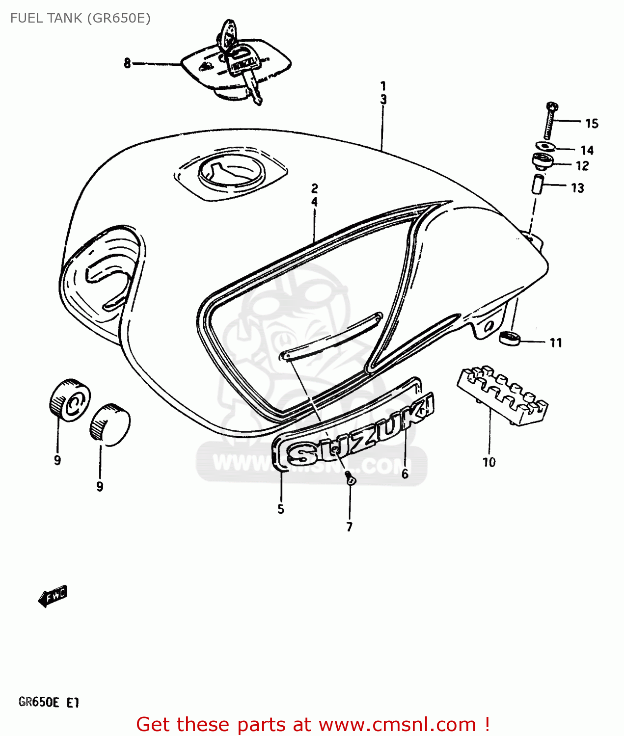FUEL TANK (GR650E) GR650 1984 (E) (E01 E04 E15 E16 E17 E21 E22 E24 E26 E34 E39)