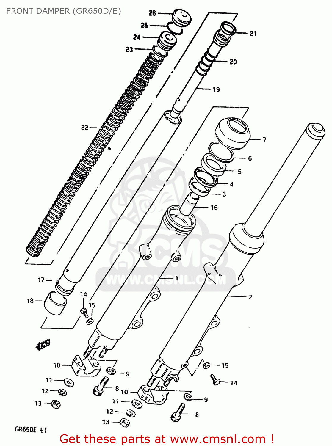 FRONT DAMPER (GR650D/E) GR650 1984 (E) (E01 E04 E15 E16 E17 E21 E22 E24 E26 E34 E39)