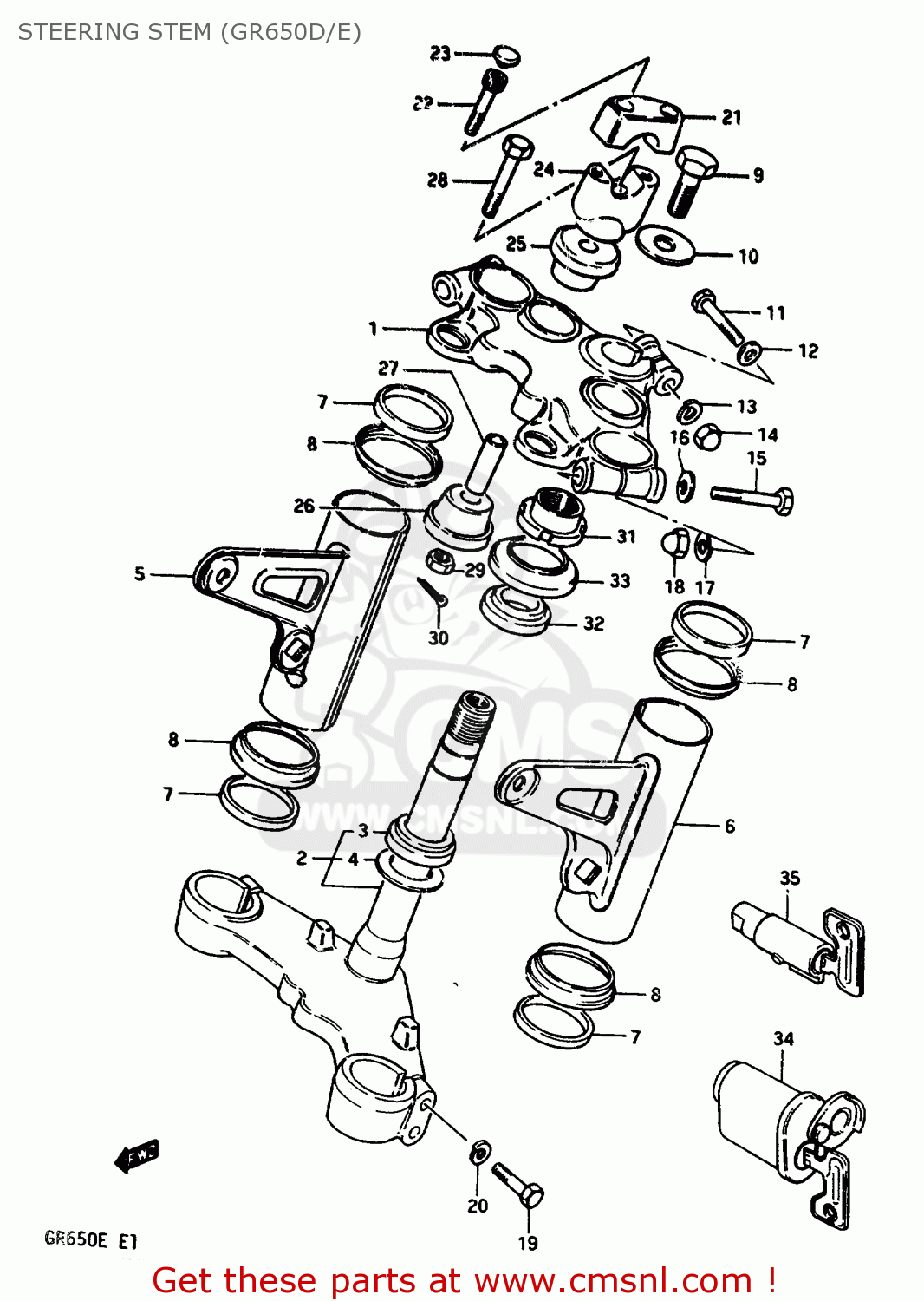 STEERING STEM (GR650D/E) GR650 1984 (E) (E01 E04 E15 E16 E17 E21 E22 E24 E26 E34 E39)