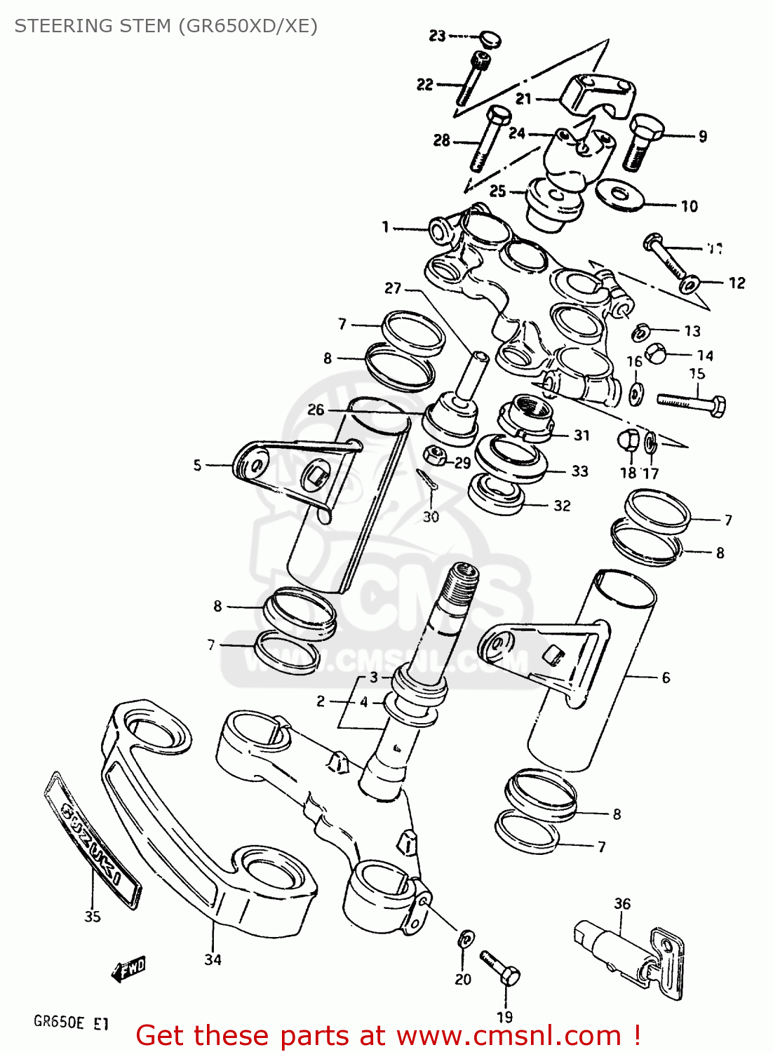 STEERING STEM (GR650XD/XE) GR650 1984 (E) (E01 E04 E15 E16 E17 E21 E22 E24 E26 E34 E39)