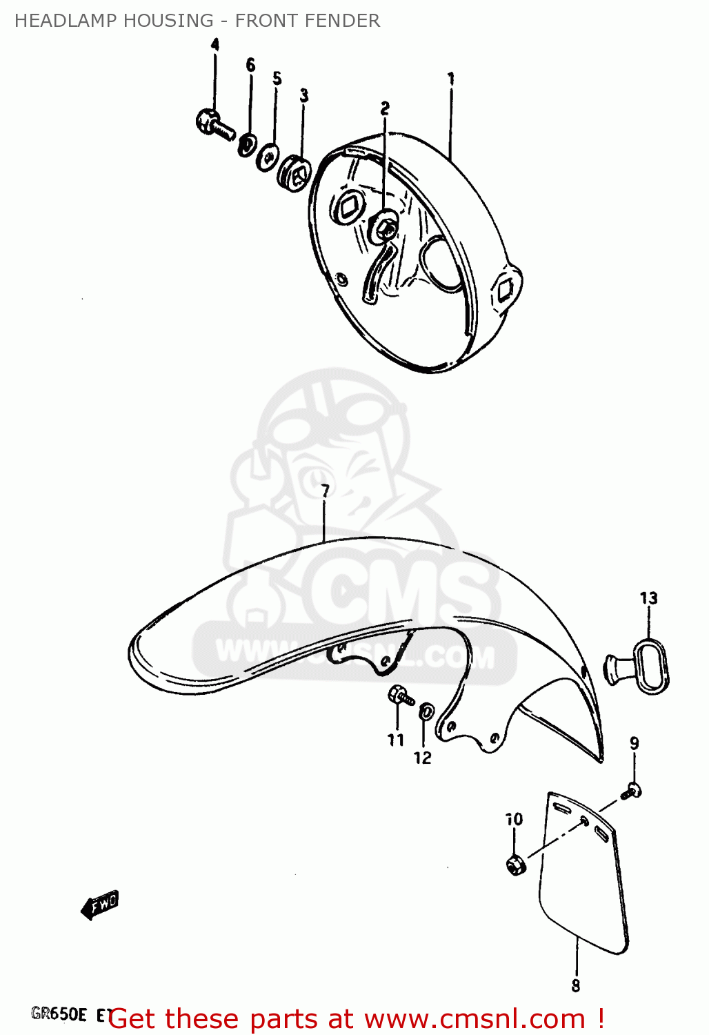 HEADLAMP HOUSING - FRONT FENDER GR650 1984 (E) (E01 E04 E15 E16 E17 E21 E22 E24 E26 E34 E39)