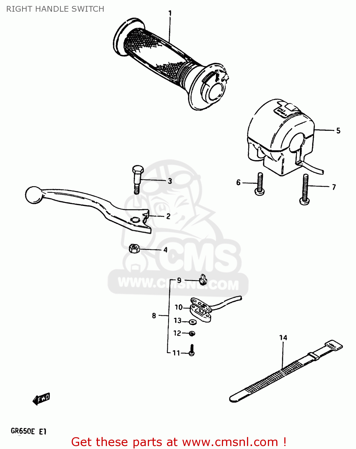RIGHT HANDLE SWITCH GR650 1984 (E) (E01 E04 E15 E16 E17 E21 E22 E24 E26 E34 E39)