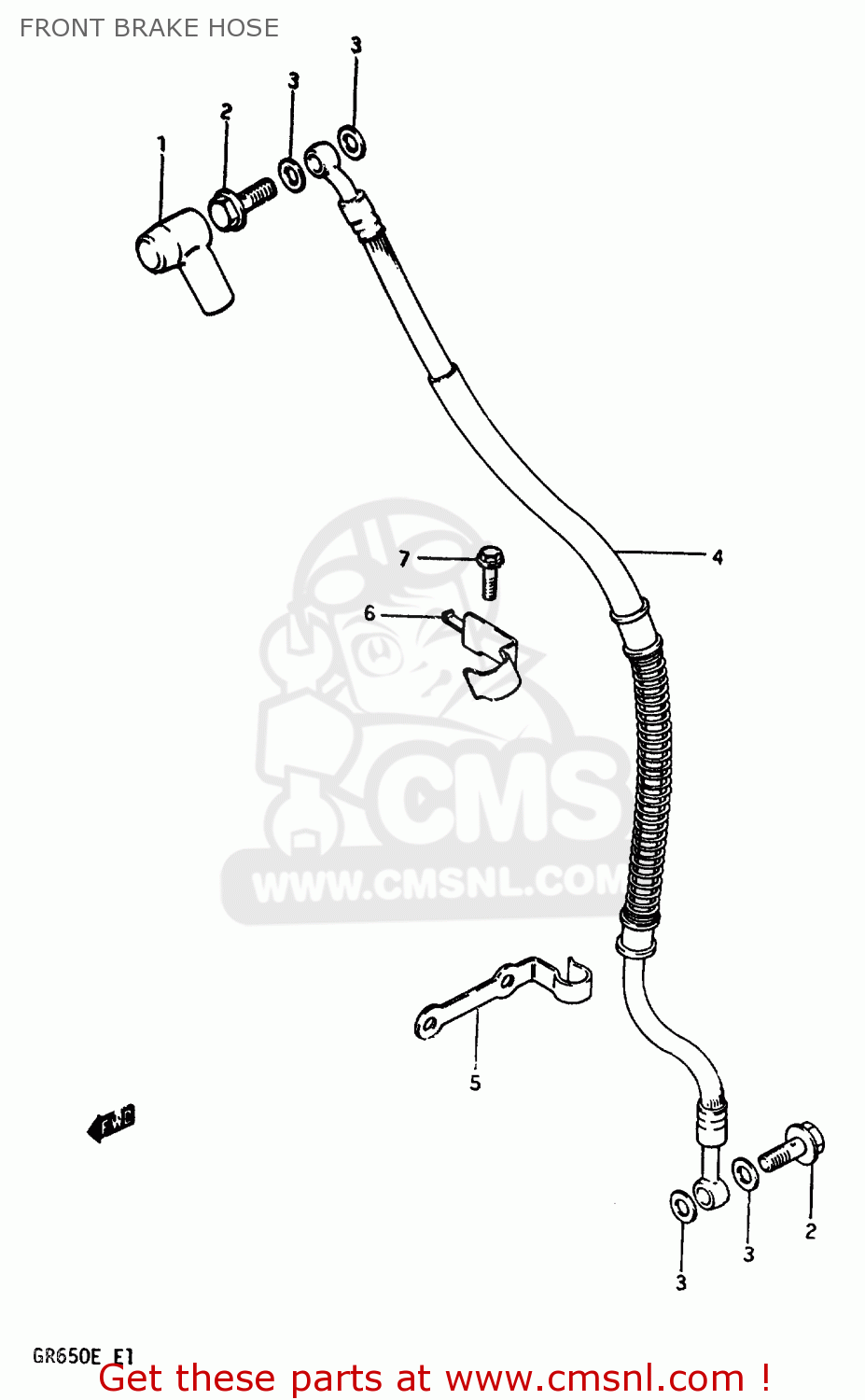 FRONT BRAKE HOSE GR650 1984 (E) (E01 E04 E15 E16 E17 E21 E22 E24 E26 E34 E39)