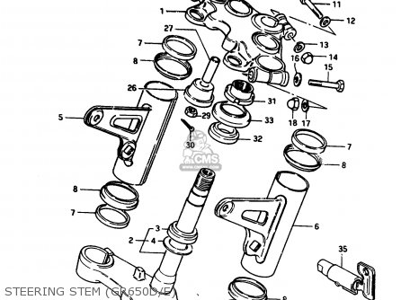 STEERING STEM (GR650D/E) - GR650 1984 (E) (E01 E04 E15 E16 E17 E21 E22 E24 E26 E34 E39)